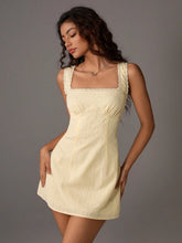 TRNVIE Spring/Summer A-Line Dress With Floral Lace Trim, Fitted